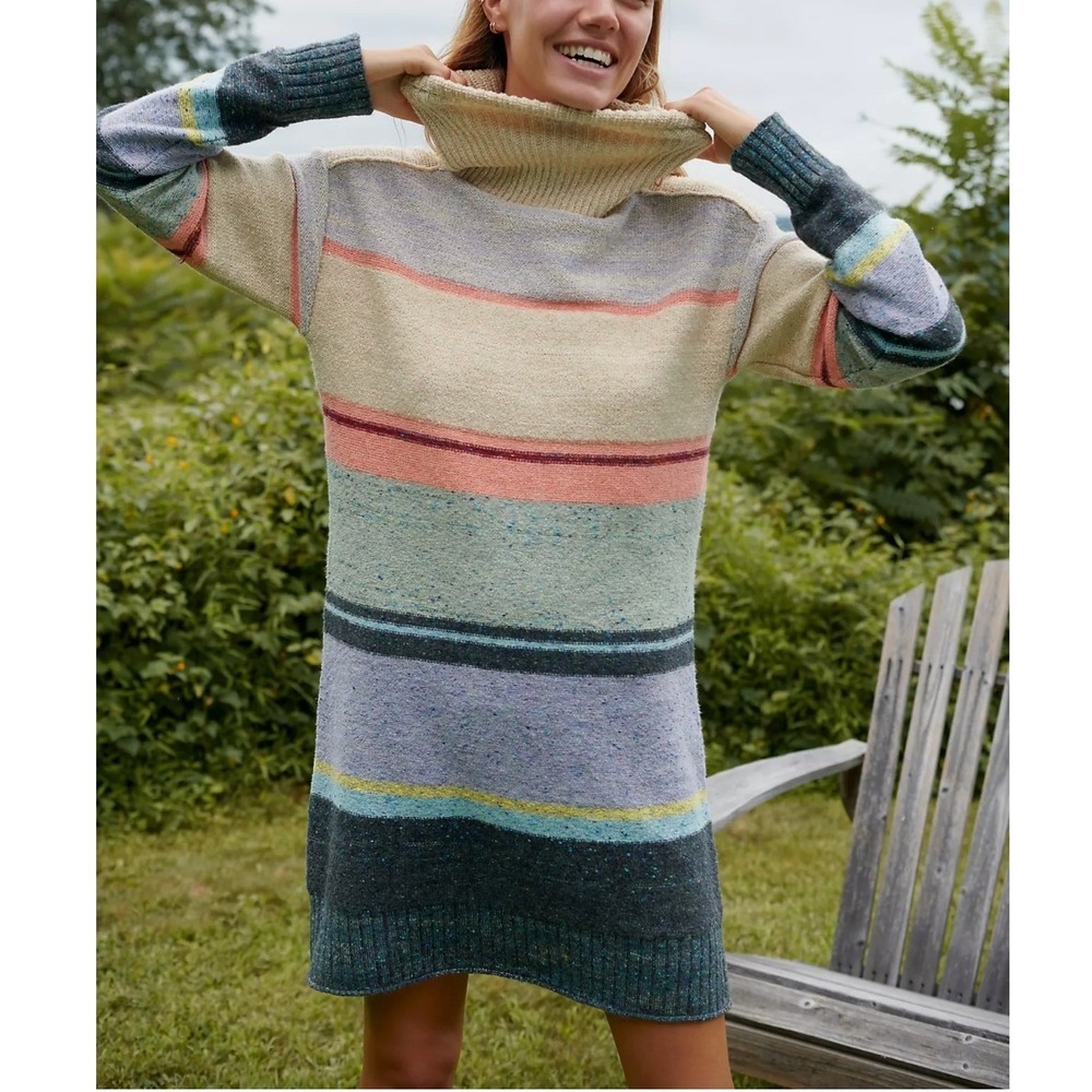 DAILY PRACTICE x ANTHROPOLOGIE Stripe Turtleneck Sweater Dress